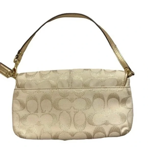 Coach Metallic Gold/Cream Signature Flat Wristlet/ Clutch - Picture 2 of 10